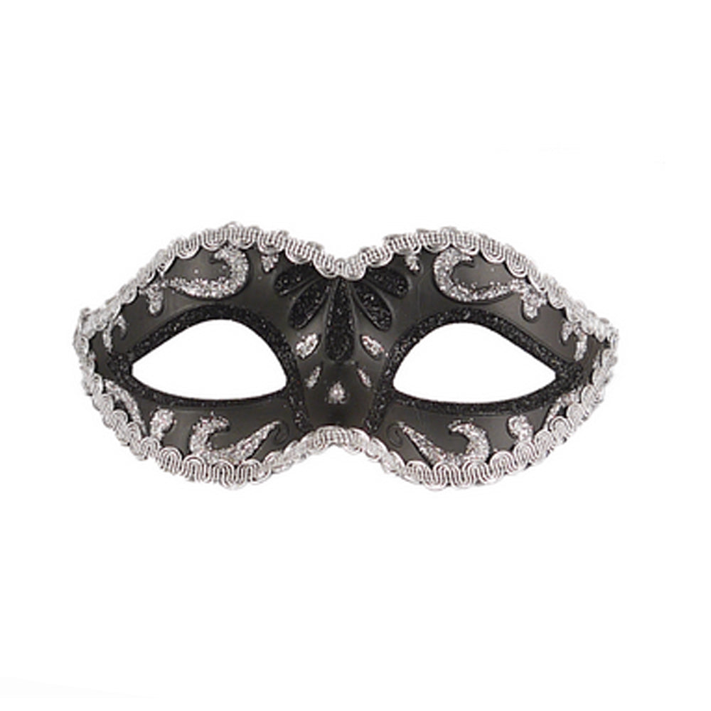 Glitter Black and Silver Trim Eyemask