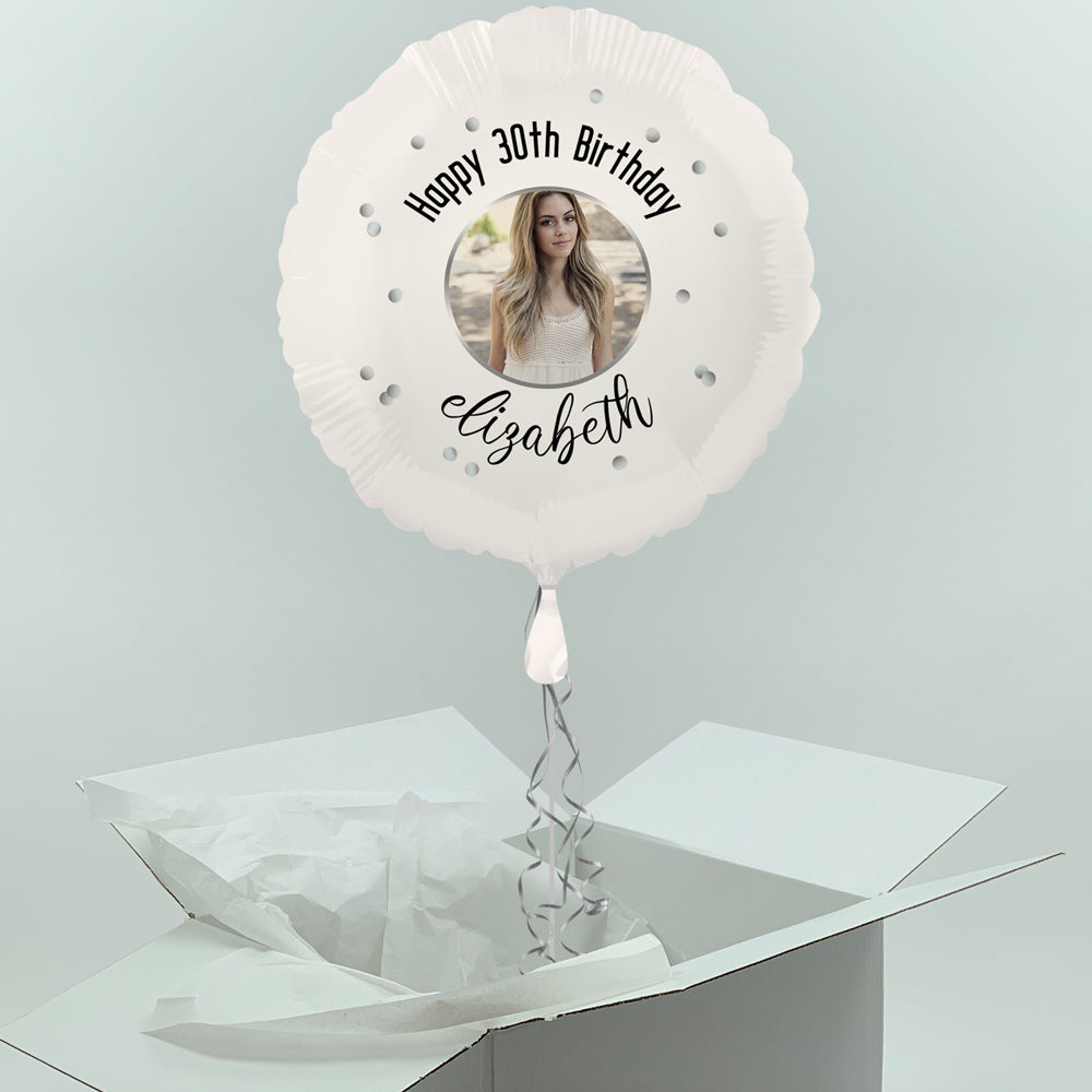 Inflated Personalised Photo Balloon -  Black & Silver Glitz