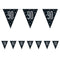 Birthday Glitz Black & Silver 90th Flag Bunting - 2.7m