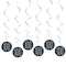 Birthday Glitz Black & Silver 100th Hanging Swirl Decorations - 80cm - Pack of 6