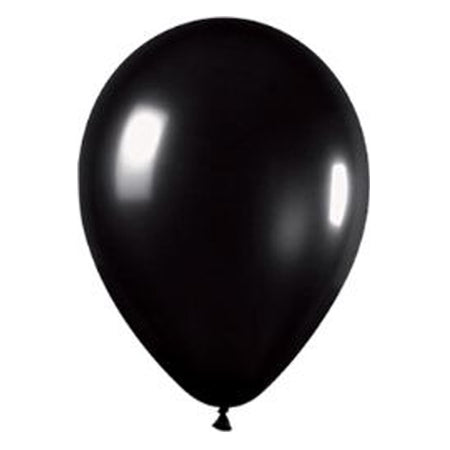 Black Metallic Latex Balloons - 12
