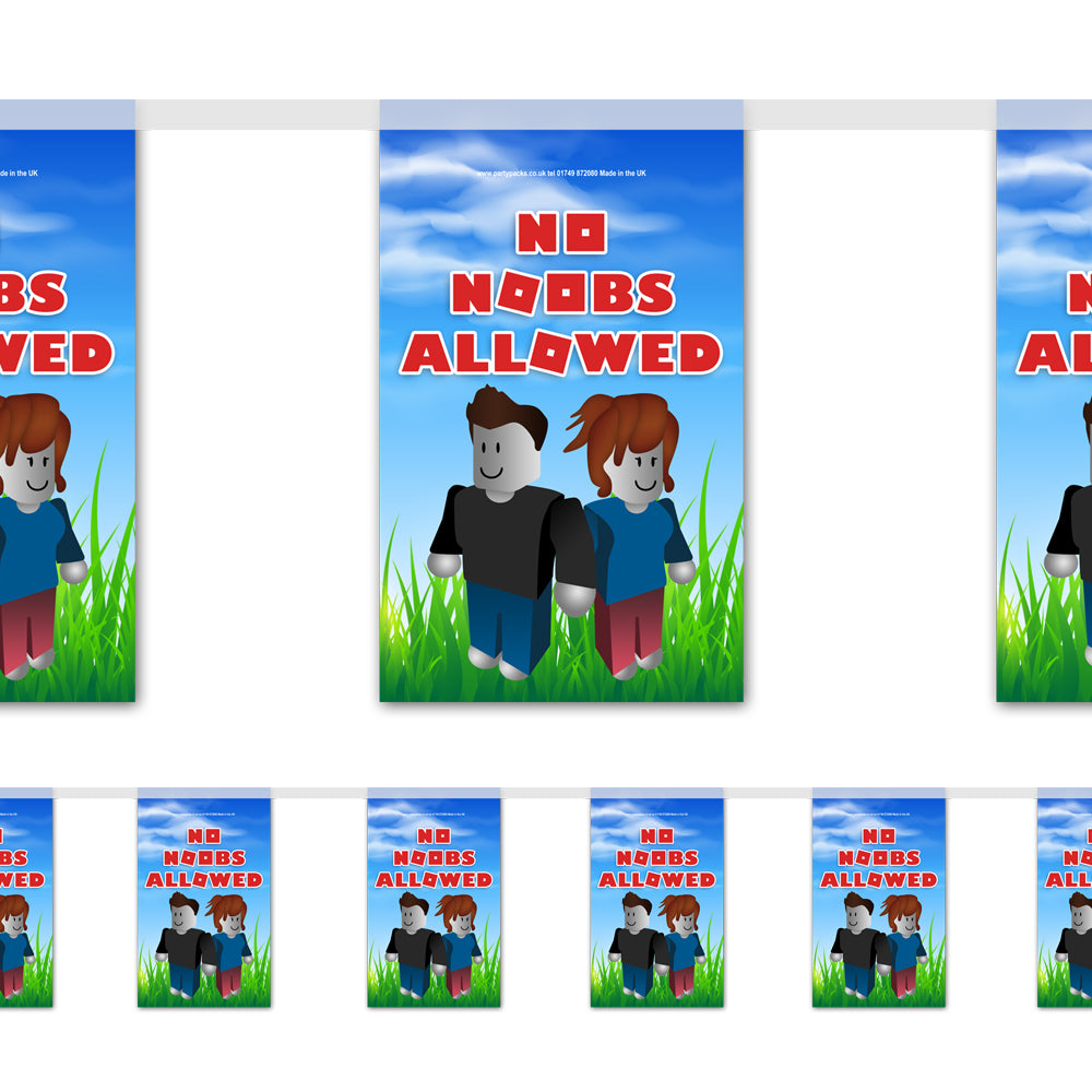 Blox Friends "No Noobs Allowed" Paper Flag Bunting Decoration - 2.4m