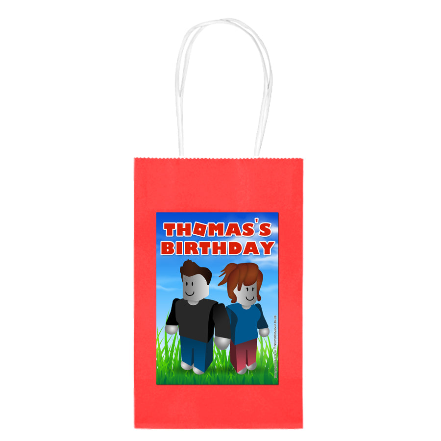 Personalised Blox Friends Paper Party Bags - Pack of 12
