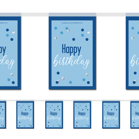 Glitz Blue Happy Birthday Paper Flag Bunting - 2.4m