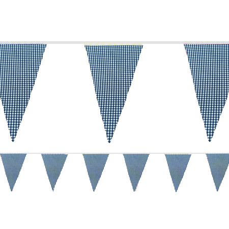 Royal Blue Gingham Fabric Bunting - 8m