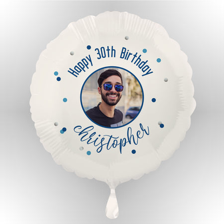 Glitz Blue Personalised Photo Balloon (not inflated)