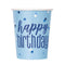 Birthday Glitz Blue Happy Birthday Paper Cups - 250ml - Pack of 8