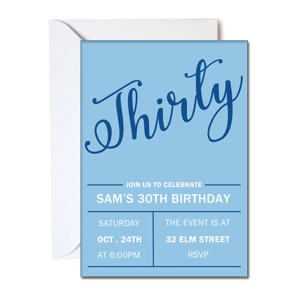 Blue Personalised Invitations - Pack of 16