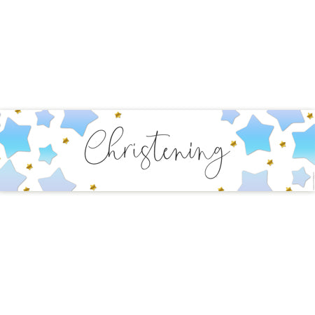 Christening Blue Ombre Stars Paper Banner - 1.2m