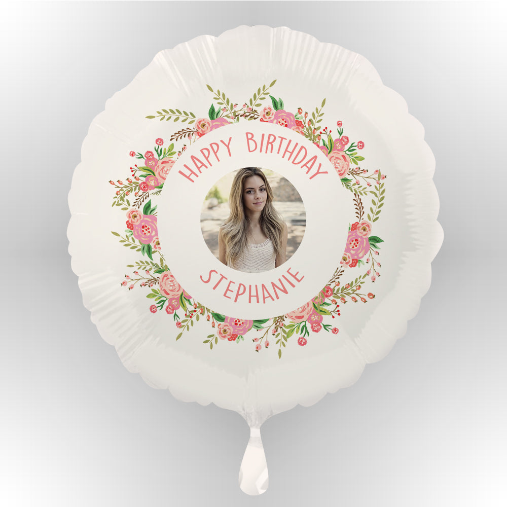 Boho Flowers Personalised Photo Balloon (not inflated)