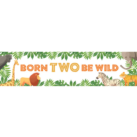 Born TWO Be Wild Jungle Animals Banner Decoration - 1.2m