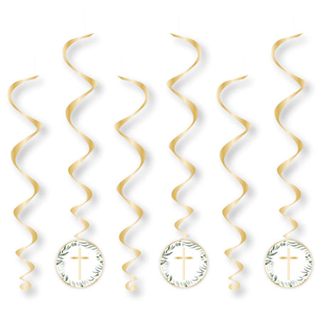 Botanical Celebration Cross Swirl Decorations - Pack of 6