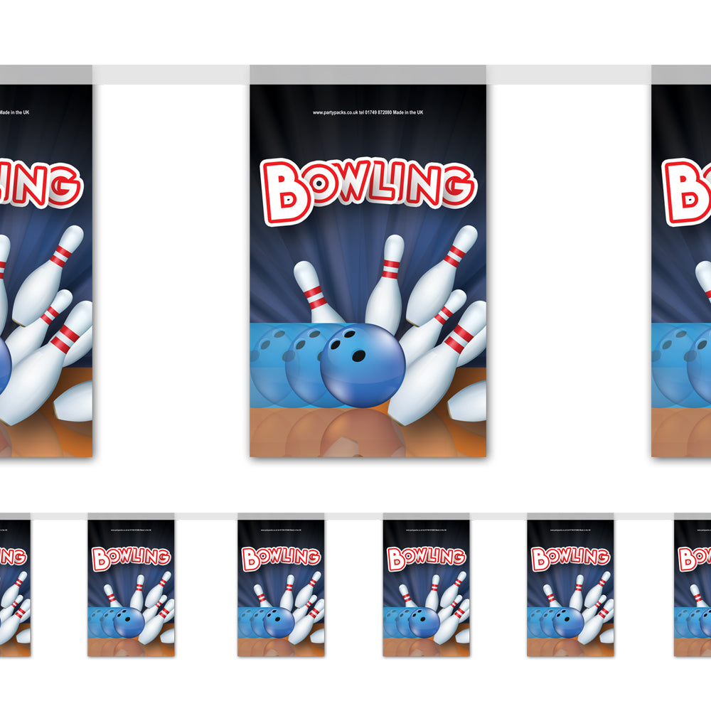 Ten-Pin Bowling Paper Flag Bunting Decoration - 2.4m