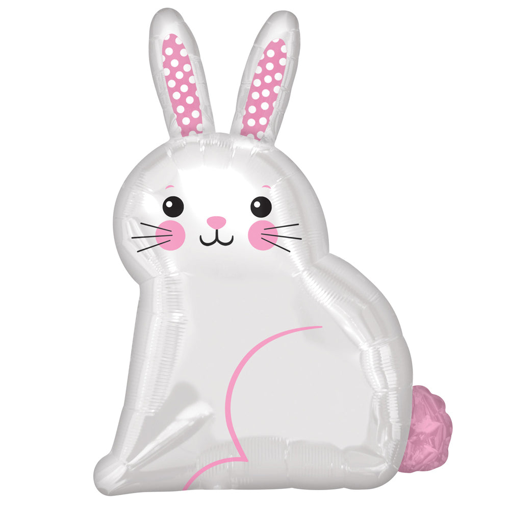 White Satin Bunny Junior Shape Foil Balloon - 16"
