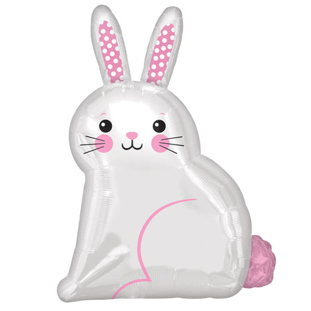 White Satin Bunny Junior Shape Foil Balloon - 16