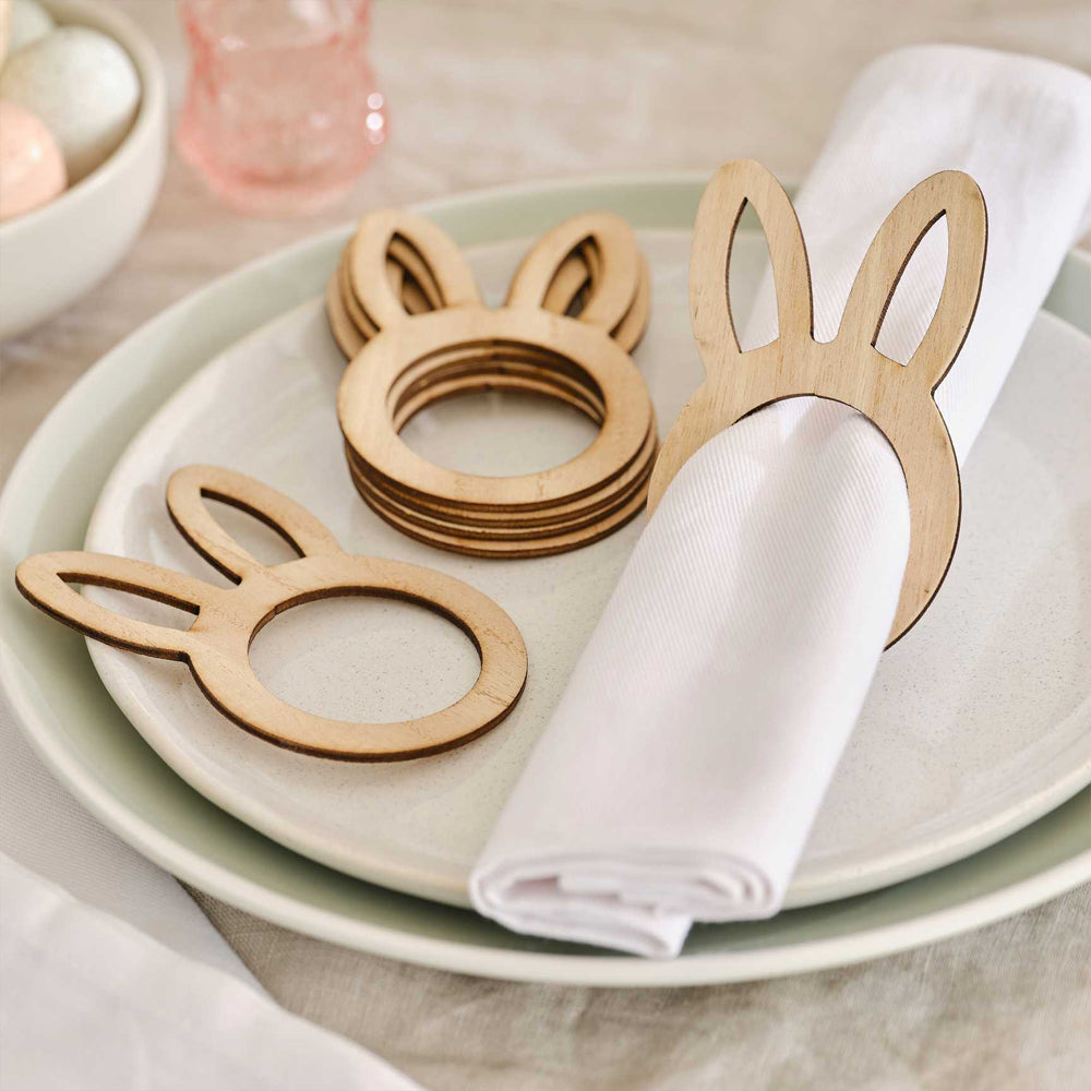 Wooden Bunny Easter Napkin Rings - Pack of 6