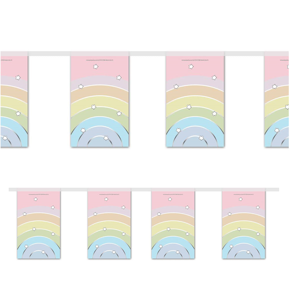Pastel Rainbow Small Flag Interior Bunting - 2.4m