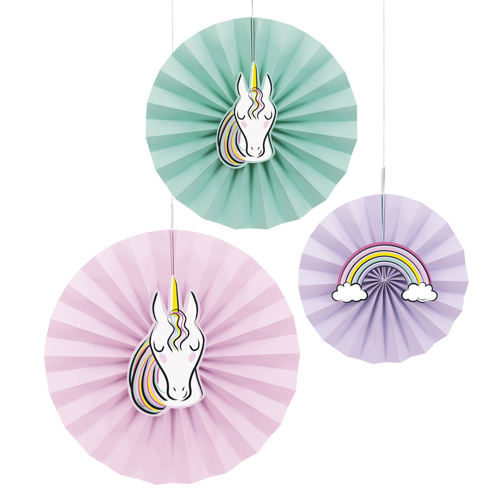 Unicorn Tissue Fans - Pack of 3