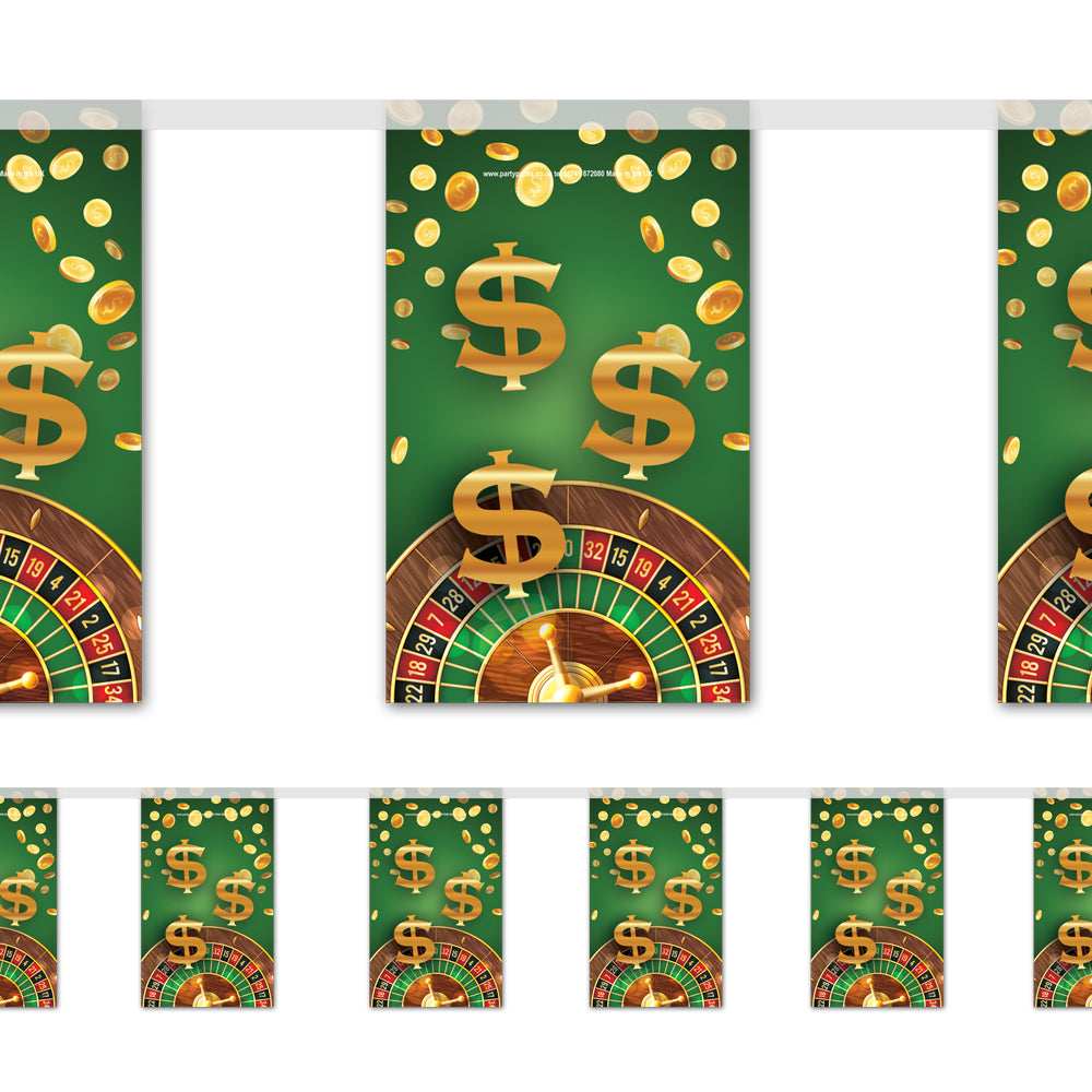 Casino Paper Flag Bunting Decoration - 2.4m