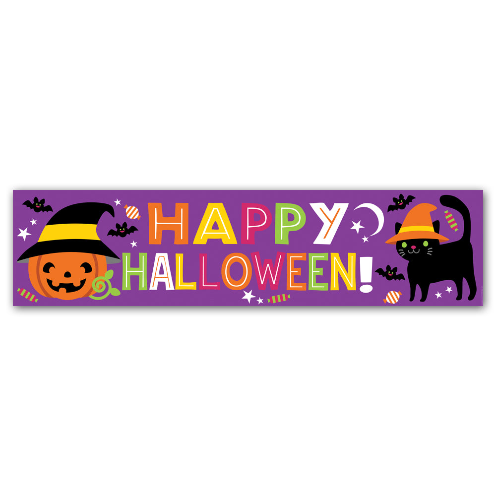 Cat & Pumpkin 'Happy Halloween' Banner Decoration - 1.2m