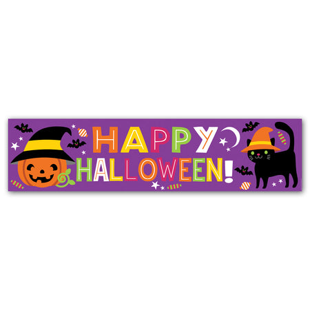 Cat & Pumpkin 'Happy Halloween' Banner Decoration - 1.2m