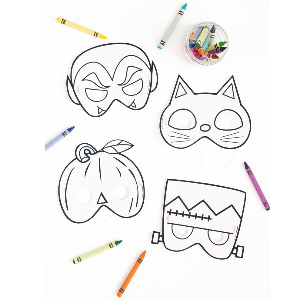 Colour Your Own Halloween Paper Masks - Pack of 8