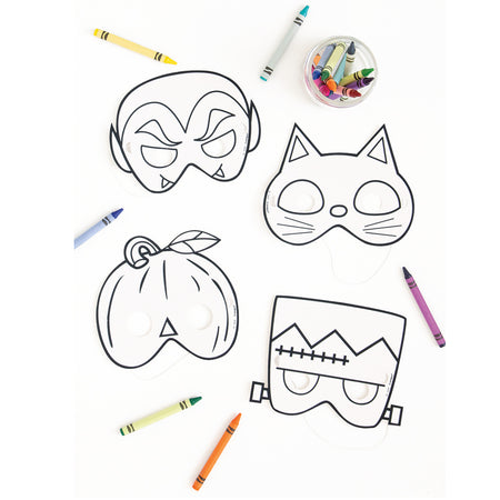 Colour Your Own Halloween Paper Masks - Pack of 8