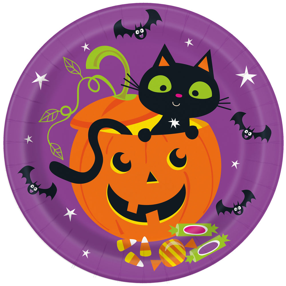 Cat and Pumpkin Paper Plates