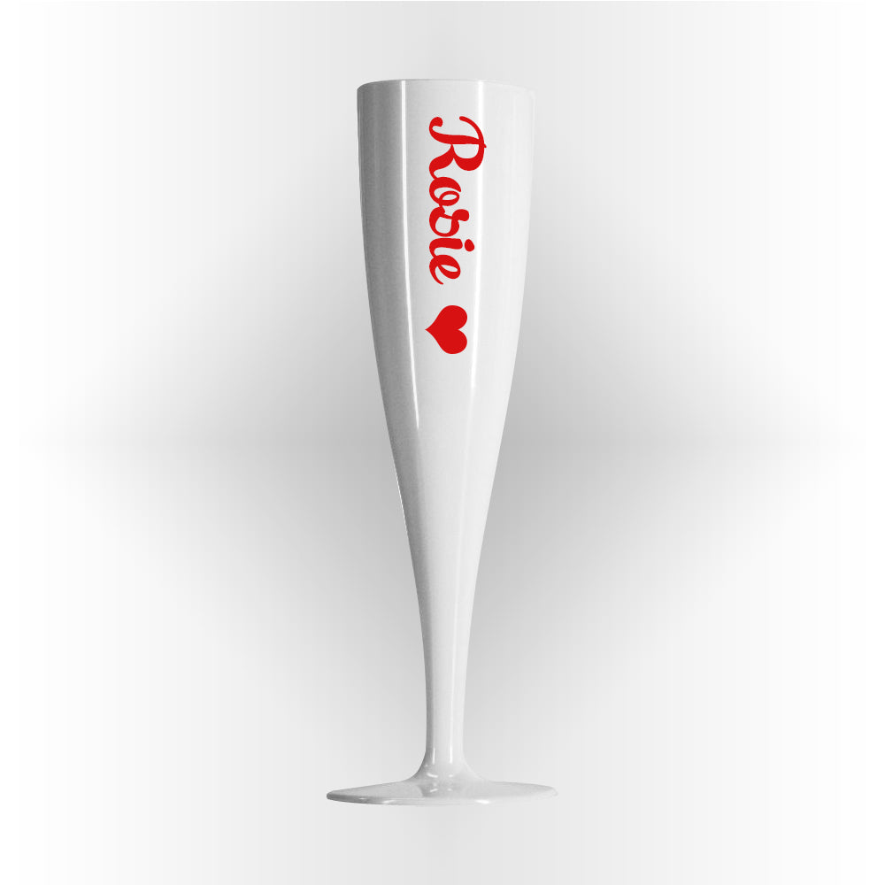 Red Text Valentine's Personalised Champagne Glass White - 175ml - Each