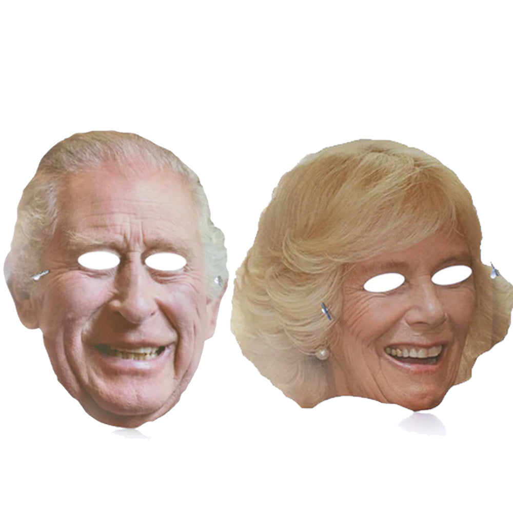 King Charles and Camilla Queen Consort Card Face Masks - Pack of 2