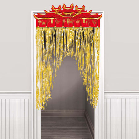 Lunar New Year Card and Foil Door Curtains - 99cm x 1.4m