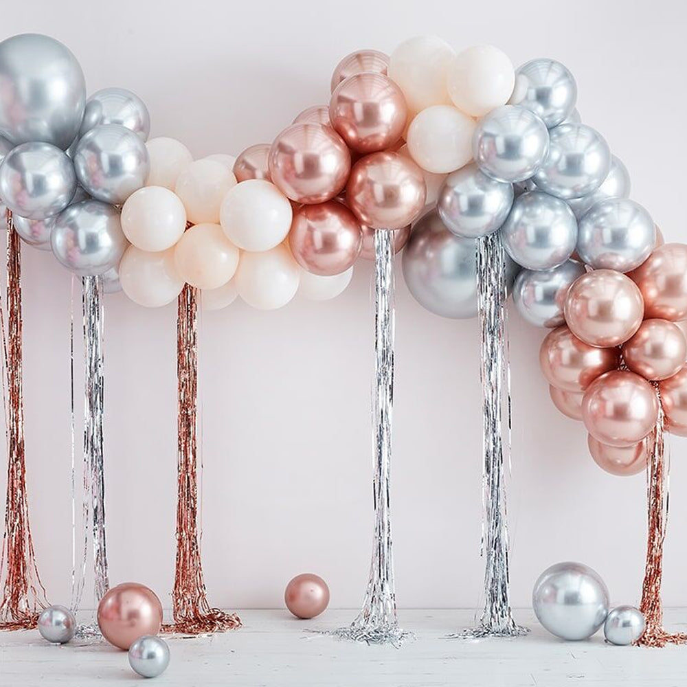 Mixed Metallic Chrome Balloon Arch Kit With Tassels