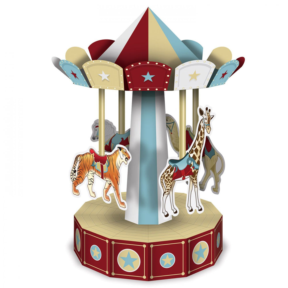 3D Vintage Circus Carousel Centerpiece - 10"