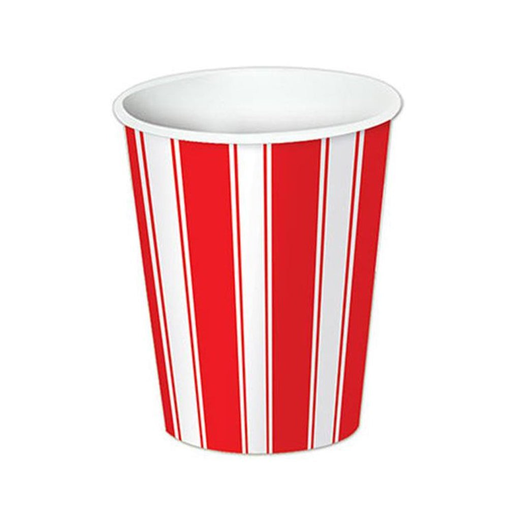 Red and White Striped Cups - Pack of 8 - 266ml