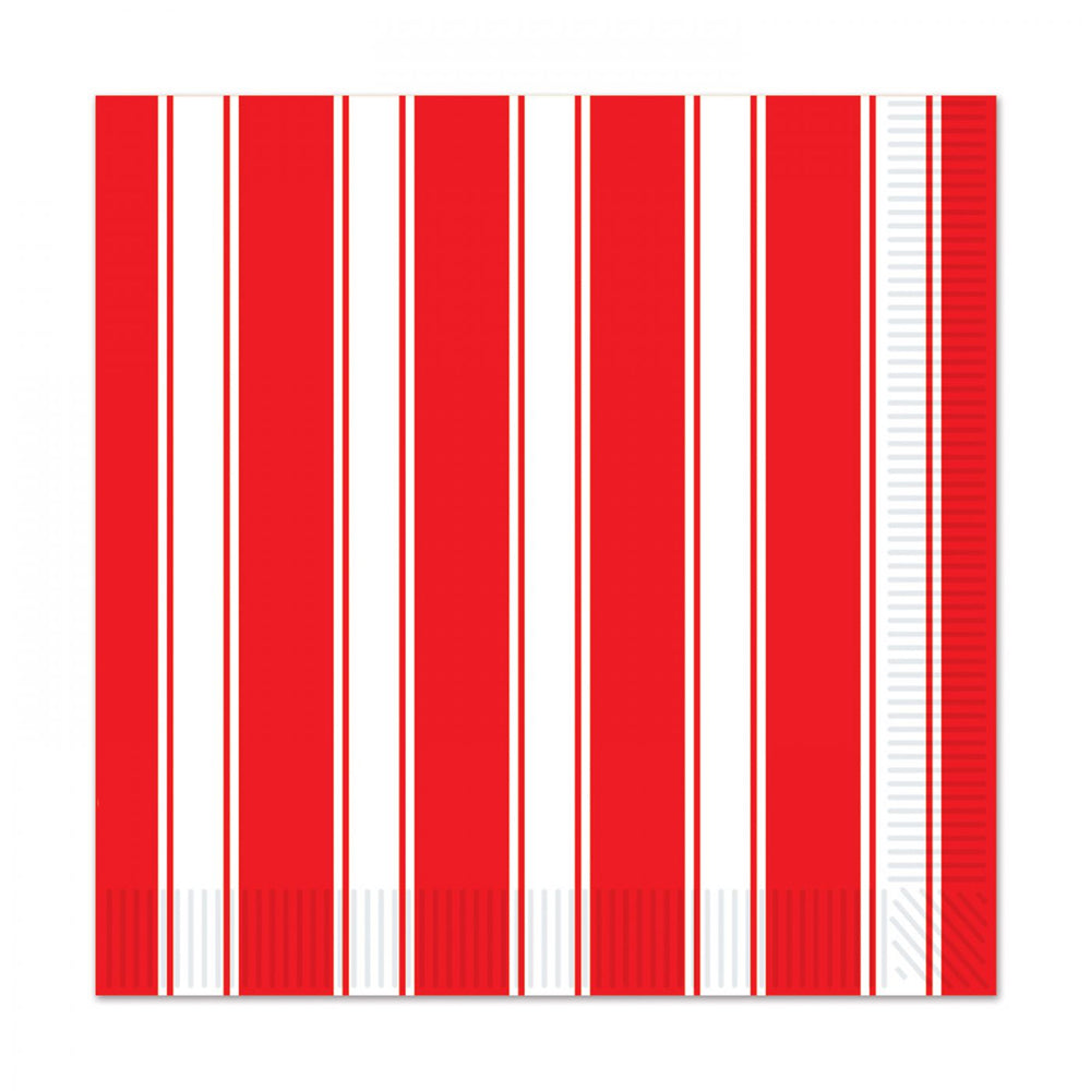 Red and White Striped Luncheon Napkins - Pack of 16