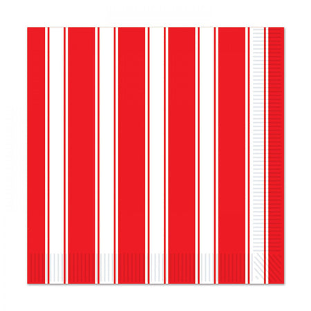 Red and White Striped Luncheon Napkins - Pack of 16