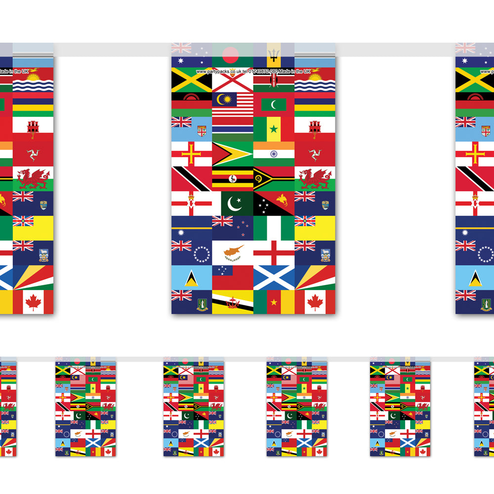 Commonwealth Flags Multi Country Paper Flag Bunting Decoration - 2.4m