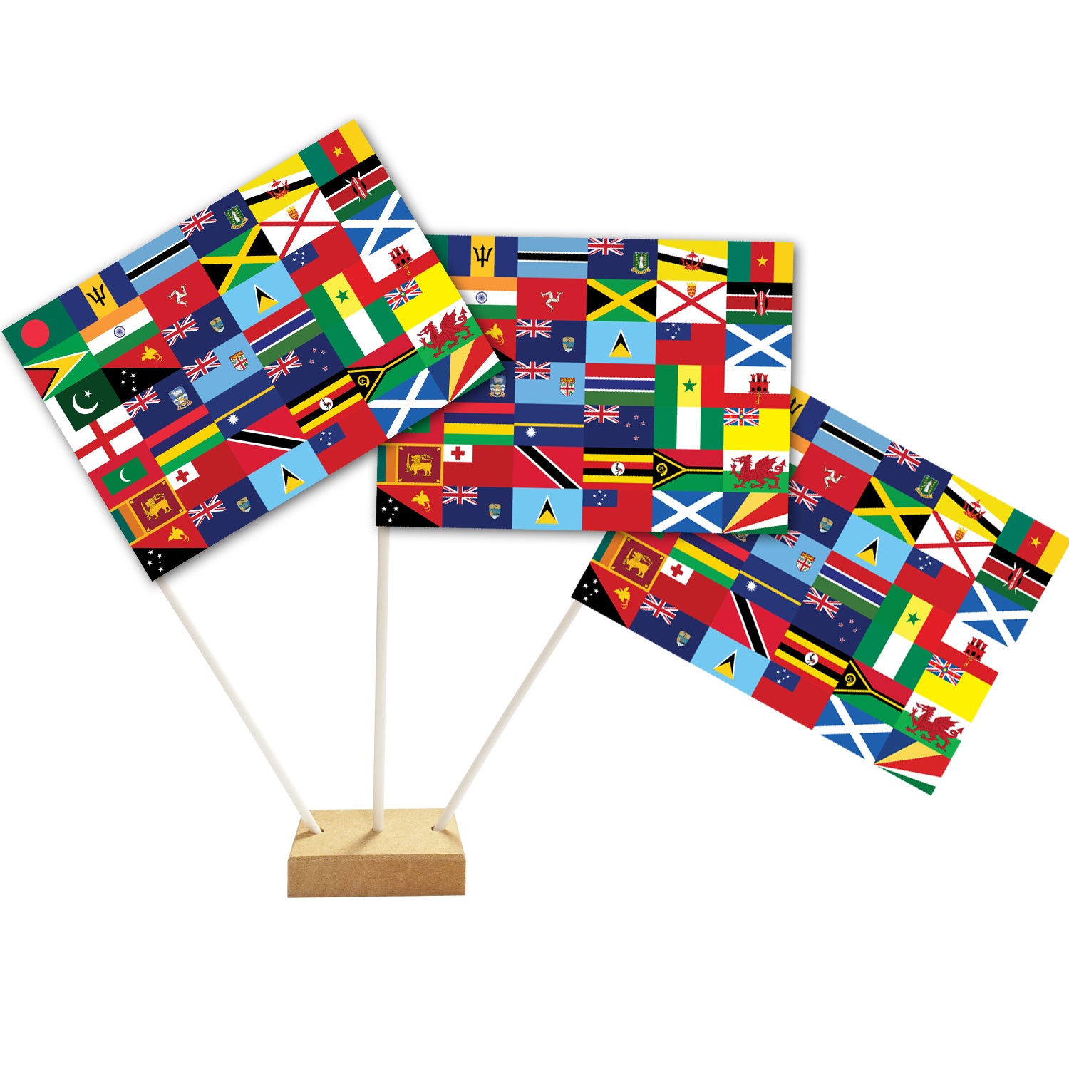 Commonwealth Flags Multi Country Paper Table Flags 15cm on 30cm Pole