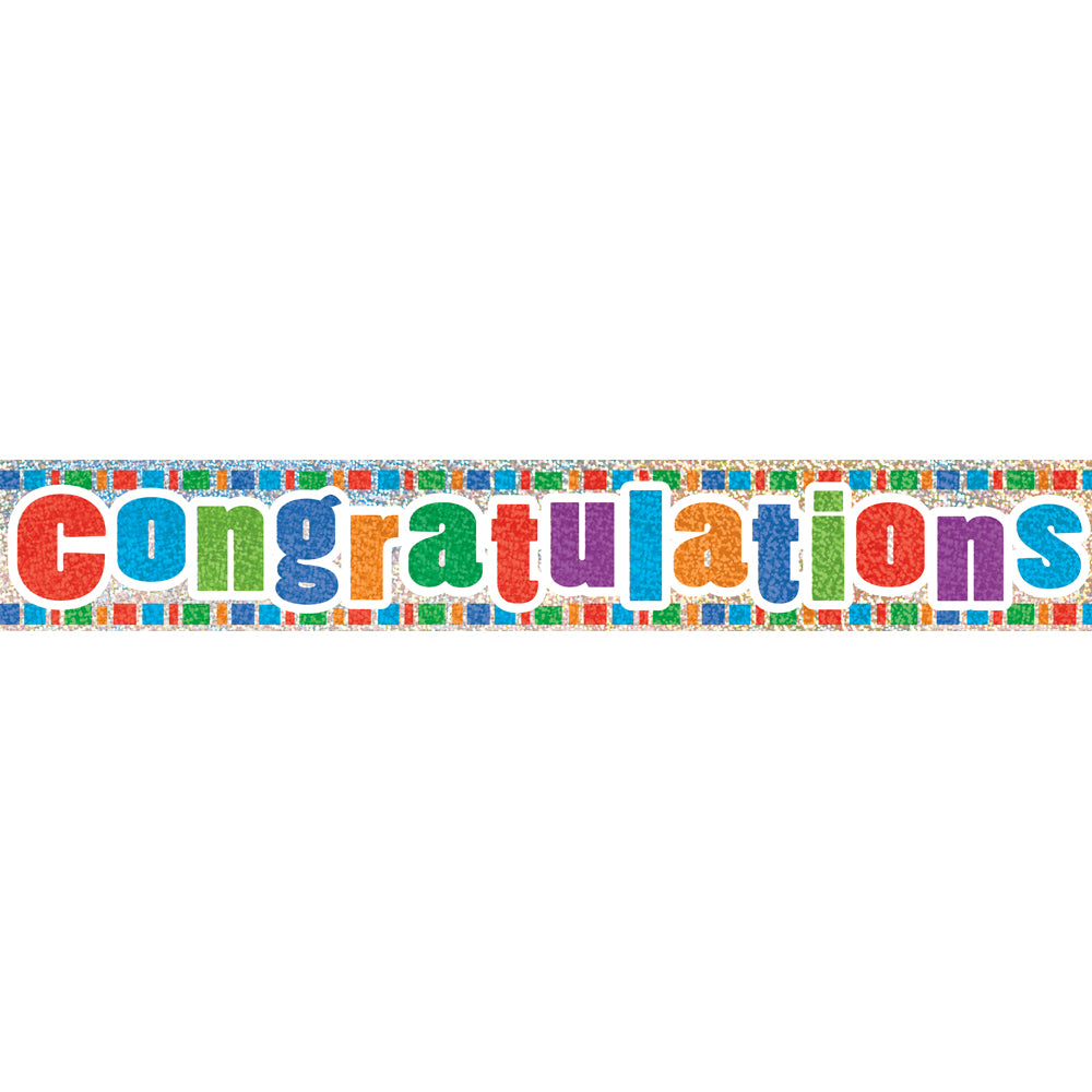 Congratulations Holographic Foil Banner - 3.66cm 12FT