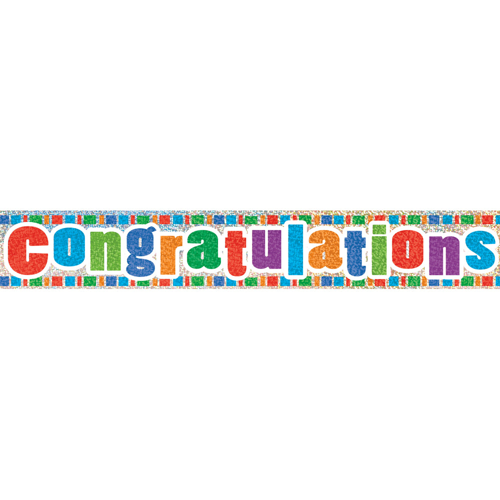 Congratulations Holographic Foil Banner - 3.66cm 12FT