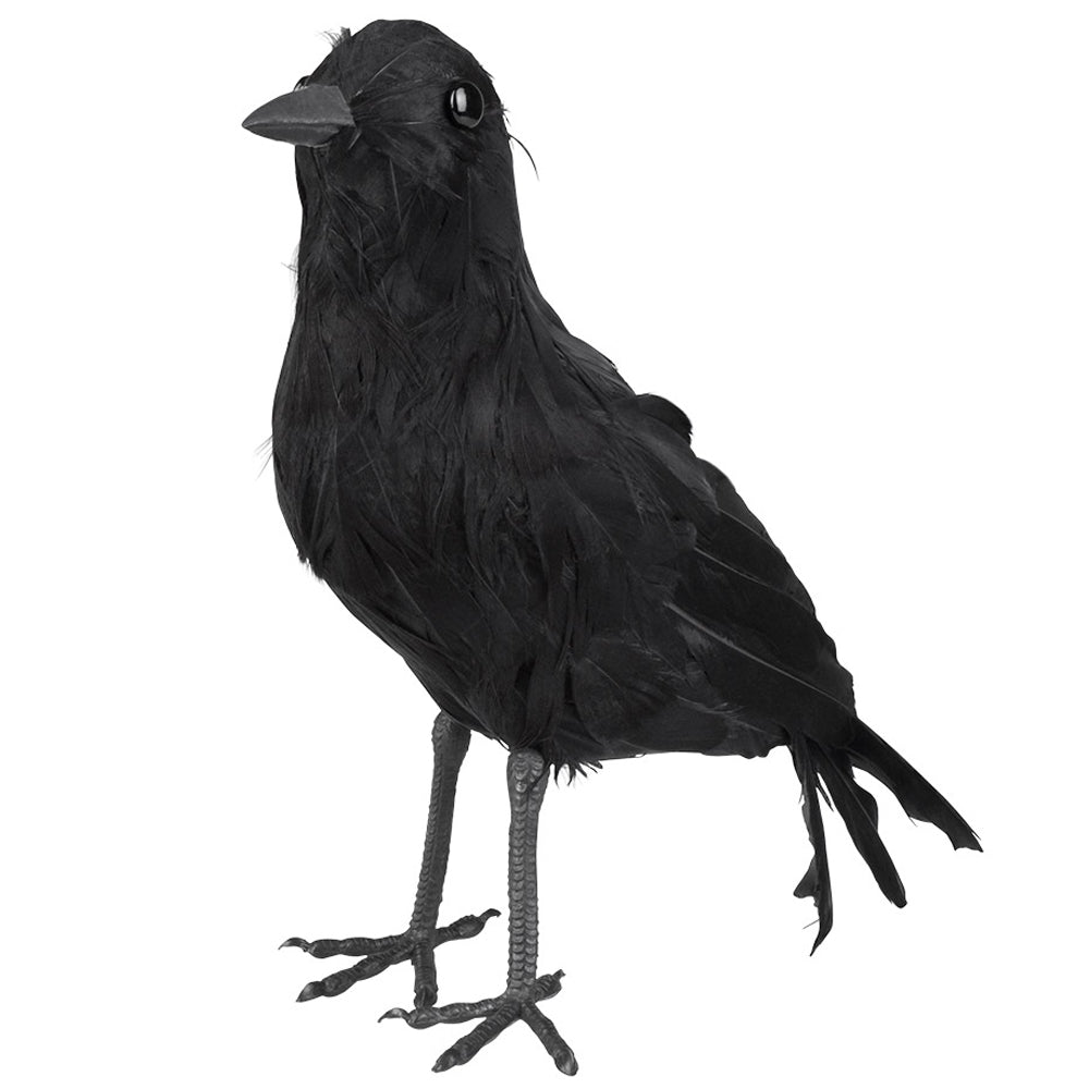Realistic Feathered Crow - 23cm