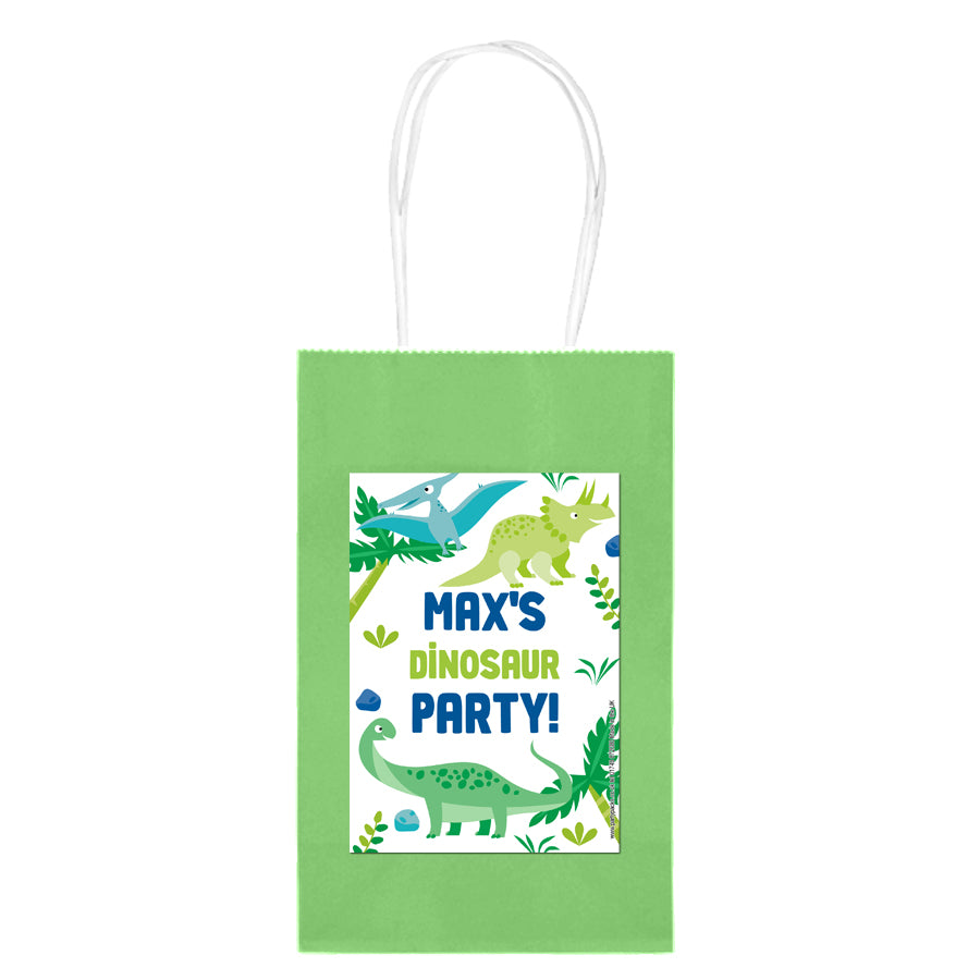 Personalised Dinosaur Paper Party Bags - Pack of 12