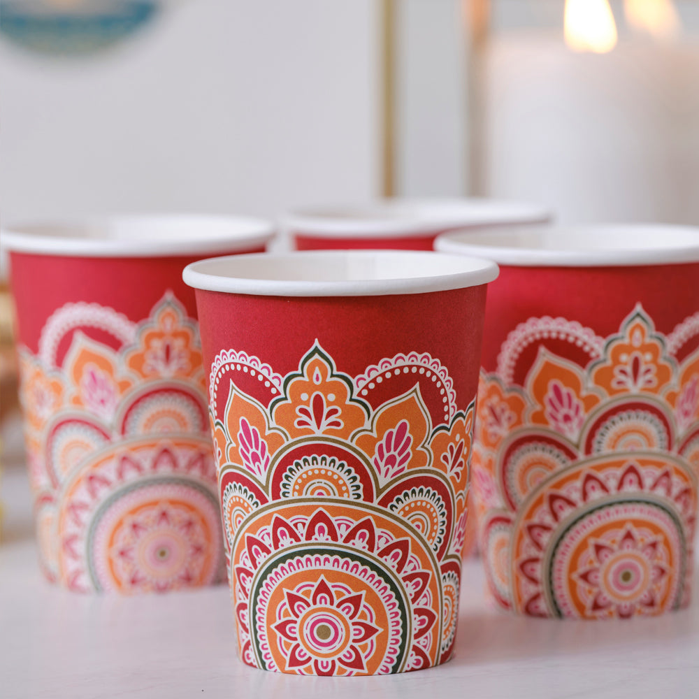 Multicoloured Paper Diwali Cups - Pack of 8