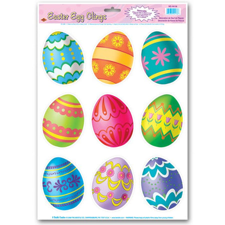 Easter Egg Window Stickers - 43cm - Sheet of 9