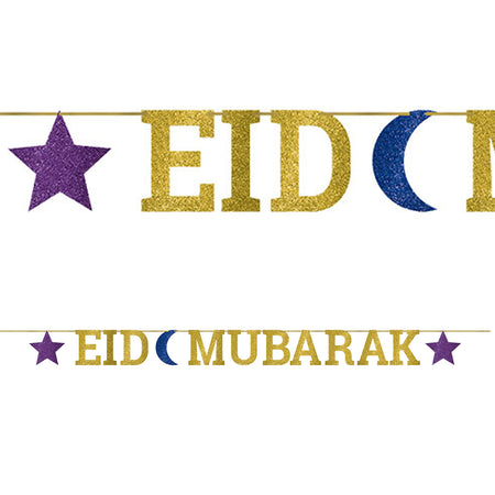 Eid Mubarak Glitter Letter Banner - 3.65m