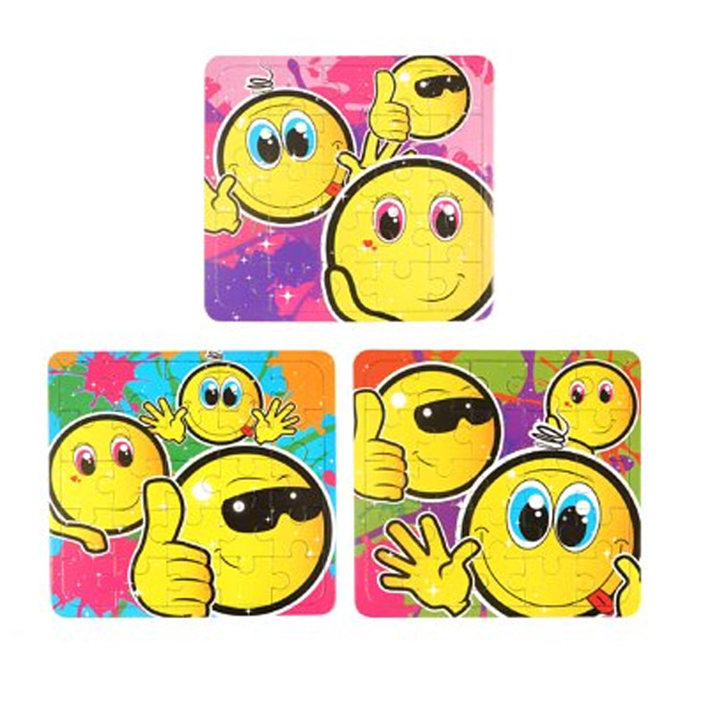 Smiley Face Emoji Jigsaw Puzzle - 13cm X 13cm - 3 Assorted