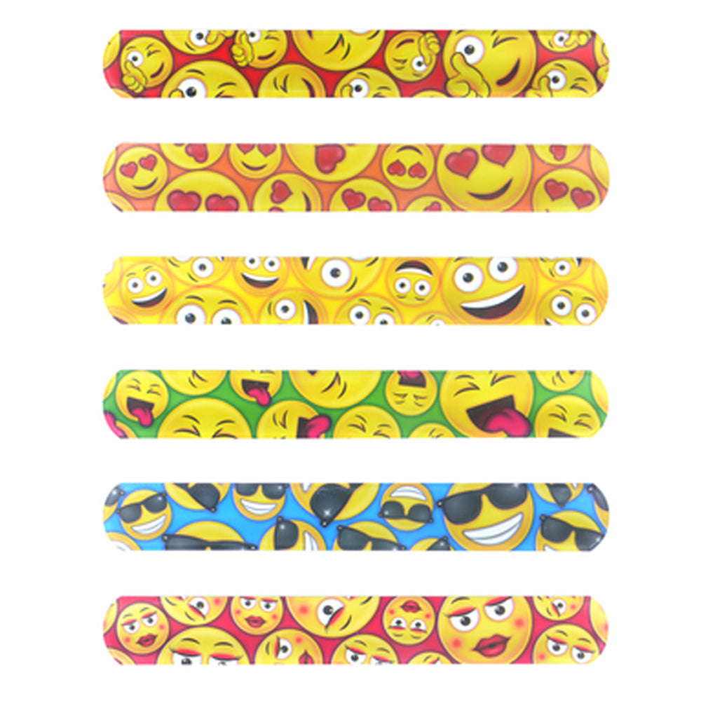 Smile Emoji Snap Band Bracelets - Assorted Designs - Each