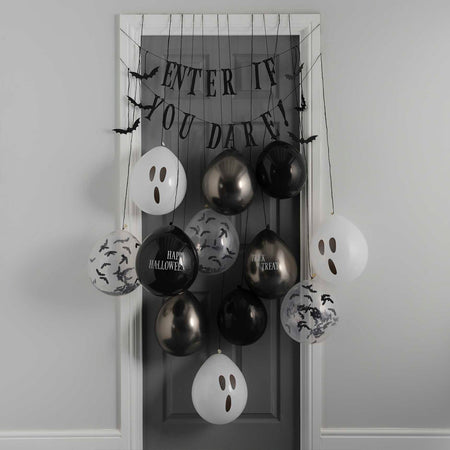 Enter If You Dare Halloween Door Decoration Kit with Balloons, Bunting and Bats