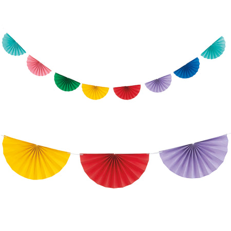 Colourful Scalloped Paper Fan Garland - 2.4m