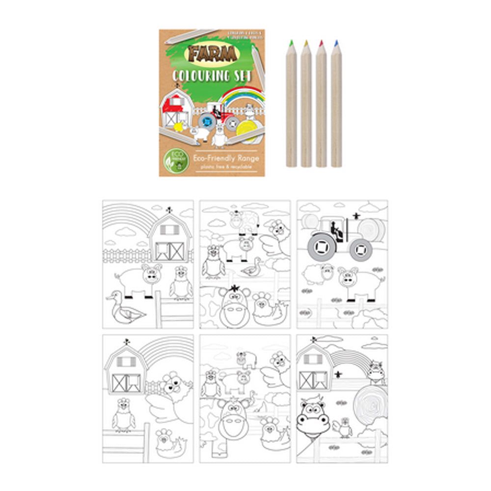 Mini Farm Animal Colouring Set - A6 - Plastic Free – Party Packs